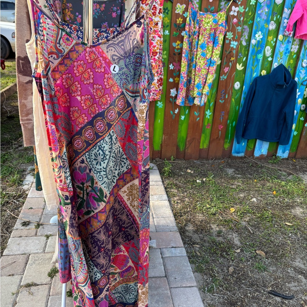 Natural Life Bohemian Patchwork Print Gracie Maxi Dress - Pink Multi